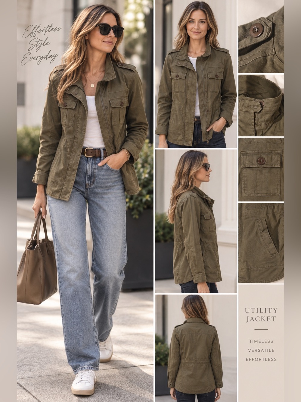 Kersh Women’s Utility Jacket Olive green Safari Cargo Anorak Army inspired xs
